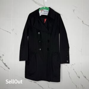 Vintage 90’s Women's Black Double Breasted Trench Coat Size